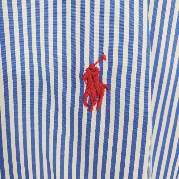 Polo Ralph Lauren Custom Fit Blue and White Striped Collared Button Up Shirt 12 - Picture 5 of 8